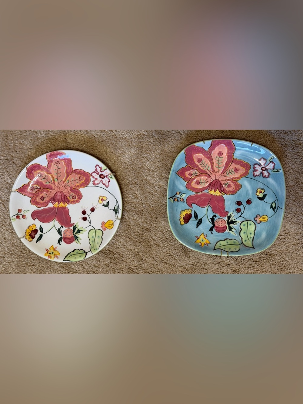 Gypsy by Jay - Hand-Painted Floral Ceramic Plates (Set of 2)